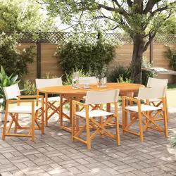 VidaXL 3208918 chaise d'extérieur Terrace Siège rembourré Bois d'acacia, Polyester Crème, Blanc