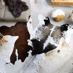 Donnez à votre décoration intérieure un petit air de western et un charme sauvage avec ce tapis en peau de vache véritable !  ...
