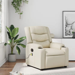 Vidaxl - Fauteuil inclinable de massage Crème Similicuir