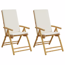 VidaXL 365875, Terrace, Siège rembourré, Bambou, Crème, Blanc, 110 kg, 560 mm
