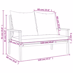 VidaXL 366378 banc de jardin Bois d'acacia, Tissu, Polyester - Vue supplémentaire 8