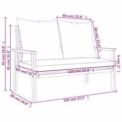 VidaXL 366379 banc de jardin Bois d'acacia, Tissu, Polyester - Vue supplémentaire 8