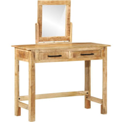 Table de coiffeuse avec miroir en bois massif de manguier brut Vidaxl