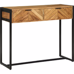 Cette table console, c'est un beau mix de bois massif et de métal, avec un joli motif chevron. Parfaite pour les couloirs ou  ...