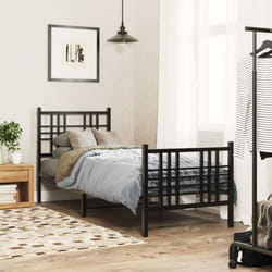 Cadre de lit métal sans matelas avec pied de lit noir 80x200 cm Vidaxl