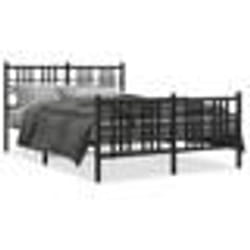 vidaXL Cadre de lit métal sans matelas avec pied de lit noir 120x190cm - 120 x 190 cm