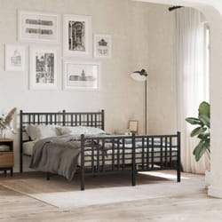 Cadre De Lit Métal Sans Matelas Avec Pied De Lit Noir 137x190cm Vidaxl