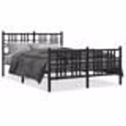 vidaXL Cadre de lit métal sans matelas avec pied de lit noir 140x190cm - 140 x 190 cm