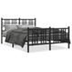 vidaXL Cadre de lit métal sans matelas avec pied de lit noir 140x190cm - 140 x 190 cm