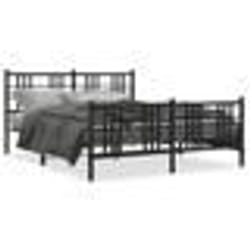 vidaXL Cadre de lit métal sans matelas avec pied de lit noir 150x200cm - 150 x 200 cm