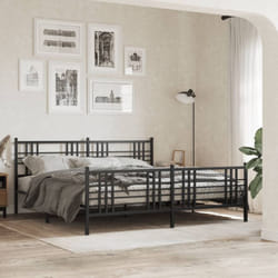 Cadre De Lit Métal Sans Matelas Avec Pied De Lit Noir 193x203cm Vidaxl