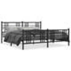 vidaXL Cadre de lit métal sans matelas avec pied de lit noir 200x200cm - 200 x 200 cm