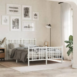 vidaXL Cadre de lit métal sans matelas et pied de lit blanc 137x190 cm