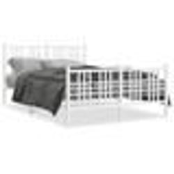 vidaXL Cadre de lit métal sans matelas et pied de lit blanc 140x190 cm - 140 x 190 cm