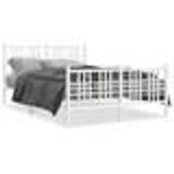 vidaXL Cadre de lit métal sans matelas et pied de lit blanc 140x200 cm - 140 x 200 cm