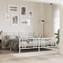Cadre De Lit Métal Sans Matelas Et Pied De Lit Blanc 183x213 Cm Vidaxl