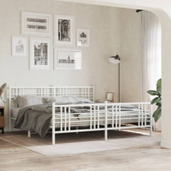 Cadre De Lit Métal Sans Matelas Et Pied De Lit Blanc 193x203 Cm Vidaxl