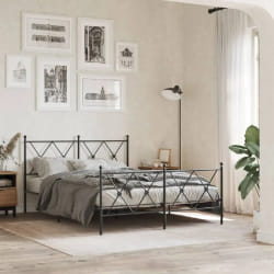 vidaXL Cadre de lit métal sans matelas avec pied de lit noir 137x190cm