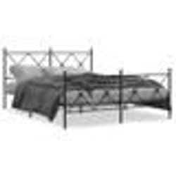 vidaXL Cadre de lit métal sans matelas avec pied de lit noir 150x200cm - 150 x 200 cm