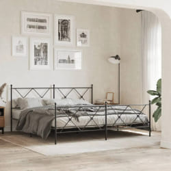 vidaXL Cadre de lit métal sans matelas avec pied de lit noir 183x213cm