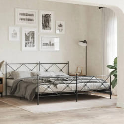 vidaXL Cadre de lit métal sans matelas avec pied de lit noir 193x203cm