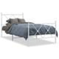 vidaXL Cadre de lit métal sans matelas avec pied de lit blanc 90x200cm - 90 x 200 cm