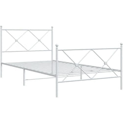 Cadre de lit métal sans matelas et pied de lit blanc 100x190 cm Vidaxl