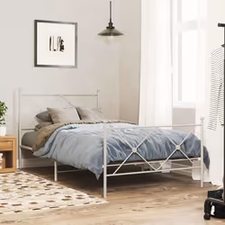 vidaXL Cadre de lit métal sans matelas et pied de lit blanc 100x200 cm - 100 x 200 cm