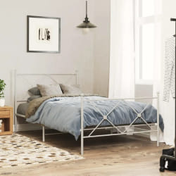 vidaXL Cadre de lit métal sans matelas et pied de lit blanc 107x203 cm