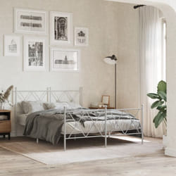 Cadre De Lit Métal Sans Matelas Et Pied De Lit Blanc 137x190 Cm Vidaxl