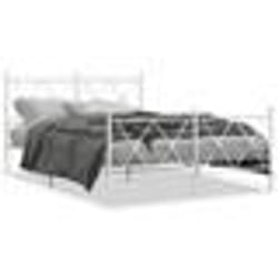 vidaXL Cadre de lit métal sans matelas et pied de lit blanc 140x190 cm - 140 x 190 cm