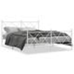 vidaXL Cadre de lit métal sans matelas et pied de lit blanc 150x200 cm - 150 x 200 cm