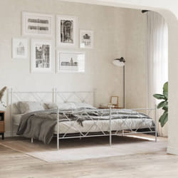Cadre De Lit Métal Sans Matelas Et Pied De Lit Blanc 183x213 Cm Vidaxl