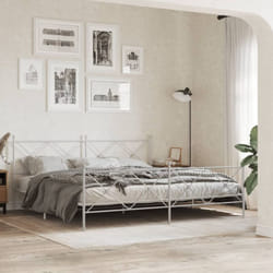 Cadre De Lit Métal Sans Matelas Et Pied De Lit Blanc 193x203 Cm Vidaxl
