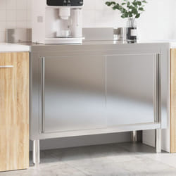 Table de travail de cuisine avec portes coulissantes inox vidaXL