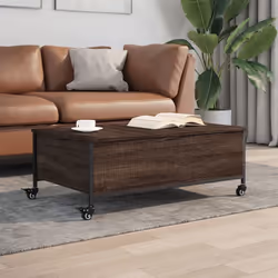 vidaXL Table basse avec roulettes chêne marron bois d'ingénierie