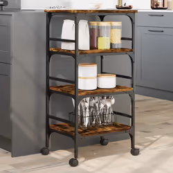vidaXL Chariot de cuisine chêne fumé 45x35x89,5 cm bois d'ingénierie