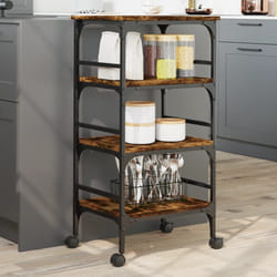 vidaXL Chariot de cuisine chêne fumé 45x35x89,5 cm bois d'ingénierie
