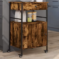 vidaXL Chariot de cuisine chêne fumé 56x43x89,5 cm bois d'ingénierie