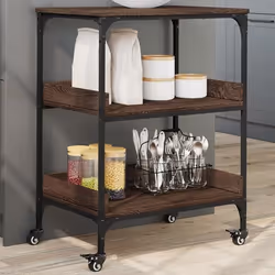 vidaXL Chariot de cuisine chêne marron 60x41x80,5 cm bois d'ingénierie