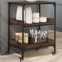 vidaXL Chariot de cuisine chêne marron 60x41x80,5 cm bois d'ingénierie