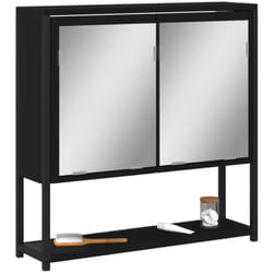 Vidaxl - Armoire à miroir de salle de bain noir bois d'ingénierie