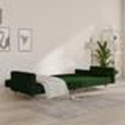 vidaXL Canapé-lit à 2 places avec deux oreillers Vert foncé Velours