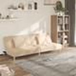 vidaXL Canapé-lit à 2 places avec deux oreillers crème tissu
