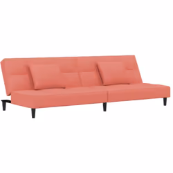 Vidaxl - Canapé-lit à 2 places avec deux oreillers Rose Velours