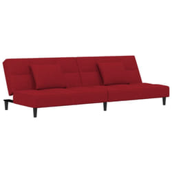 Canapé-lit à 2 places et deux oreillers Rouge bordeaux Velours Vidaxl