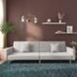 vidaXL Canapé-lit à 2 places avec deux oreillers gris clair tissu