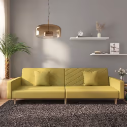vidaXL Canapé-lit à 2 places avec deux oreillers Vert Tissu