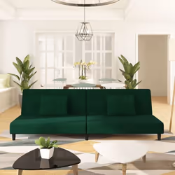 vidaXL Canapé-lit à 2 places avec deux oreillers Vert foncé Velours