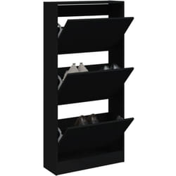 Armoire à chaussures noir 60x21x125,5 cm bois d'ingénierie